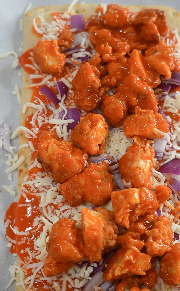 Buffalo Chicken Pizza with all of the chicken!