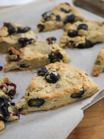 Fresh Gluten-free lemon blueberry scones out of the oven