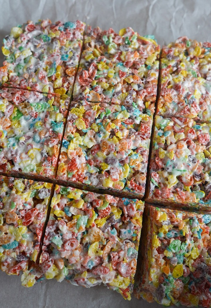 Which Fruity Pebble Rice Krispie Treats piece are you going for?
