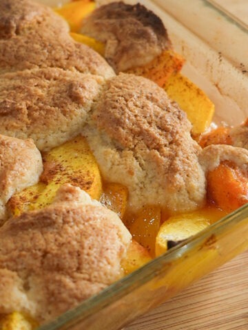 Fresh peach cobbler right out the oven