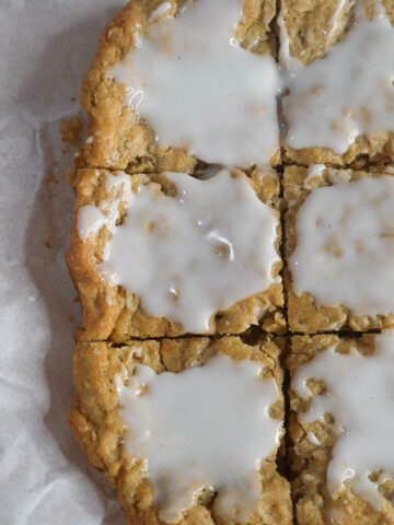 Iced Oatmeal Bars with a sweet frosting on top