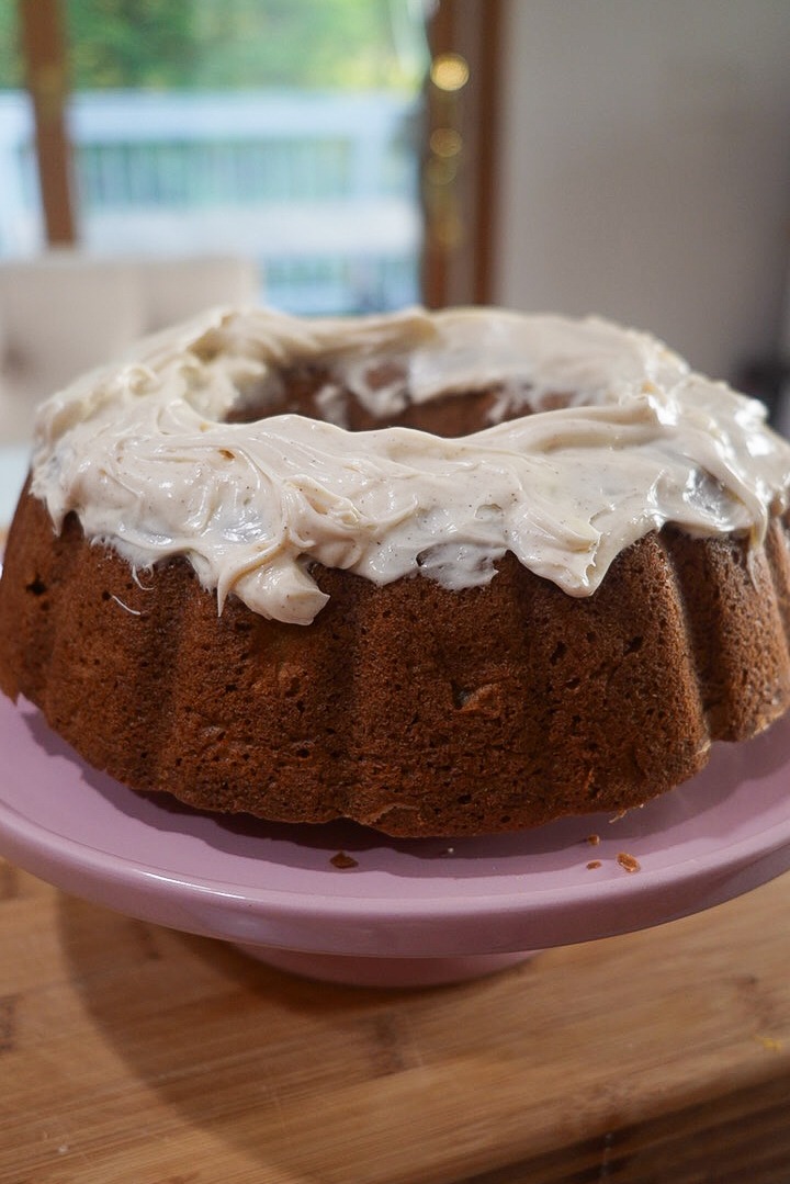 Frosted apple cinnamon bundt cake 