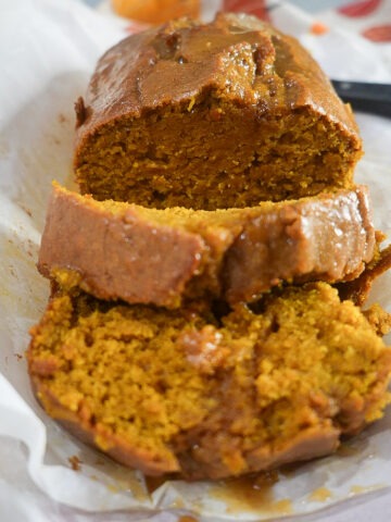 Cutting the brown butter bread