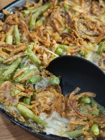 Add the green beans on top of your green bean casserole