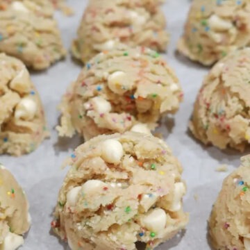 Birthday Cake Cookie dough before I bake them with white chocolate chips