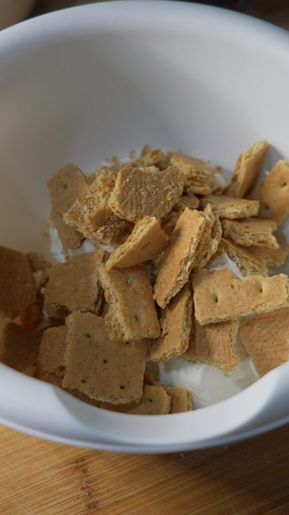 Add in your chopped graham crackers