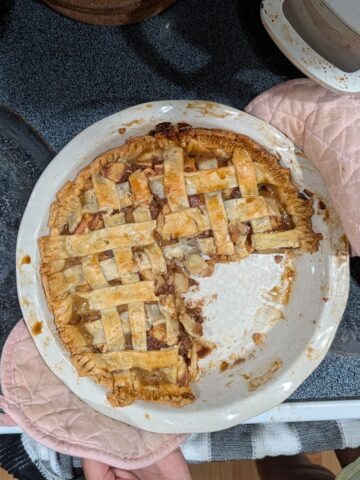 A sweet and delicious caramel apple pie made with store-bought crust.